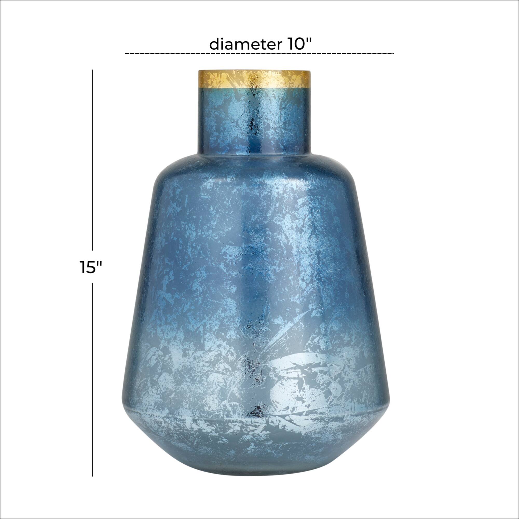 Blue Glass Coastal Vase, 14" x 10" x 10"